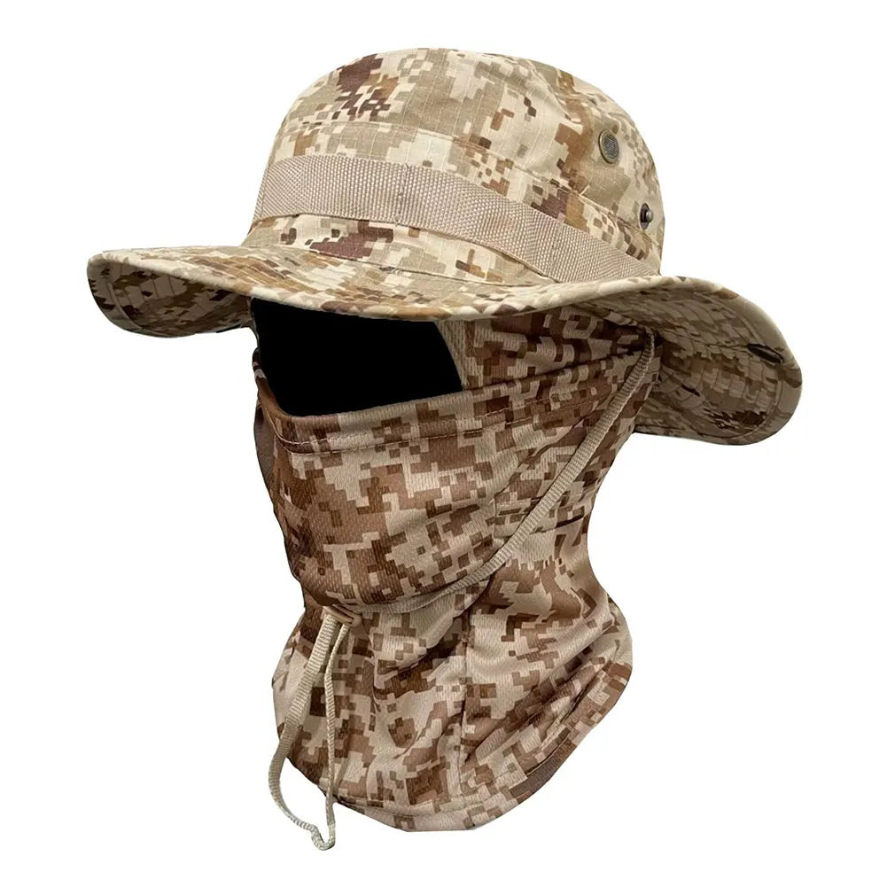 Boonie Hat Full Face Mask Set Wide Brim Fishing Hat Sun Protection Bucket Hat for Men Women Fishing Hiking Camping