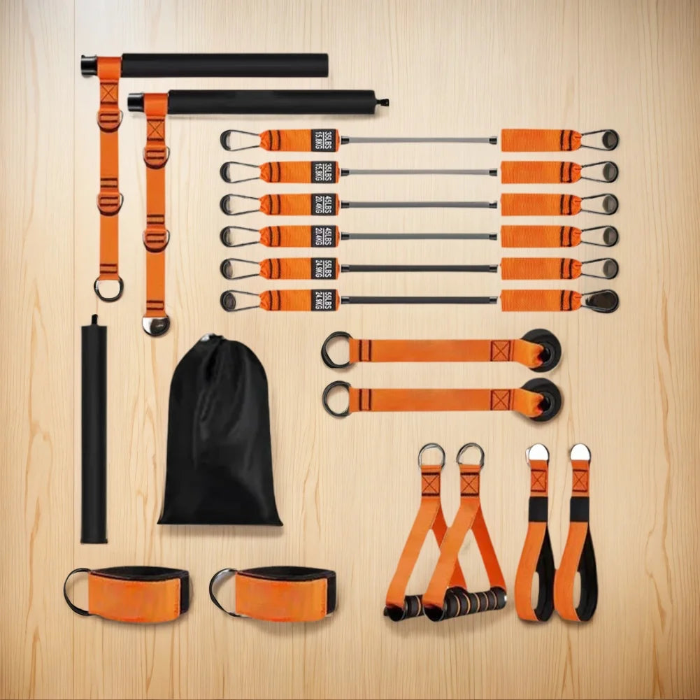 Multifunctional Pilates Bar with Resistance Bands Portable Yoga Pilates Stick Beginner Workout Equipment Yoga Set for Full Body