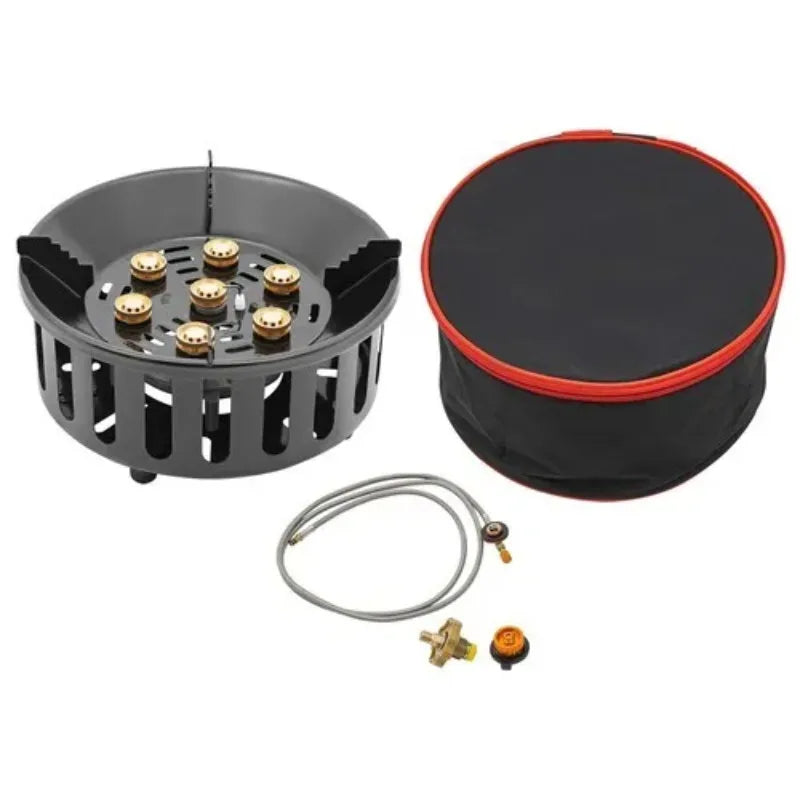 Portable Camping Stove with 3 Adapters 72000 BTU Windproof Electronic Ignition for Hiking Picnics and Outdoor Cooking
