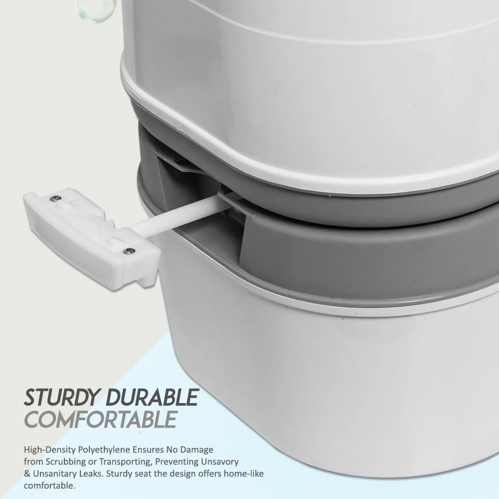 Portable Toilet Camping Potty with Tissue Storage 5.8 Gallon Indoor Outdoor RV Toilet with Handle Pump Leak-Proof