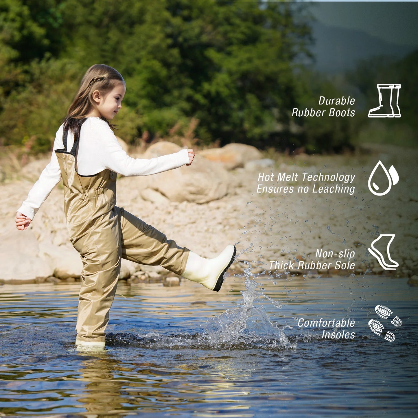 Ghosthorn Chest Waders for Kids Waterproof Youth Waders for Hunting Fishing Waders with Boots nylon Waders for Children