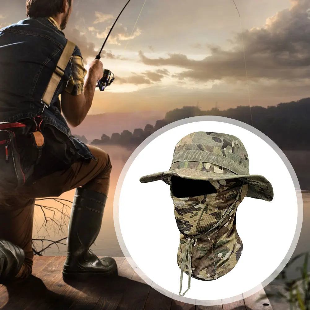 Boonie Hat Full Face Mask Set Wide Brim Fishing Hat Sun Protection Bucket Hat for Men Women Fishing Hiking Camping
