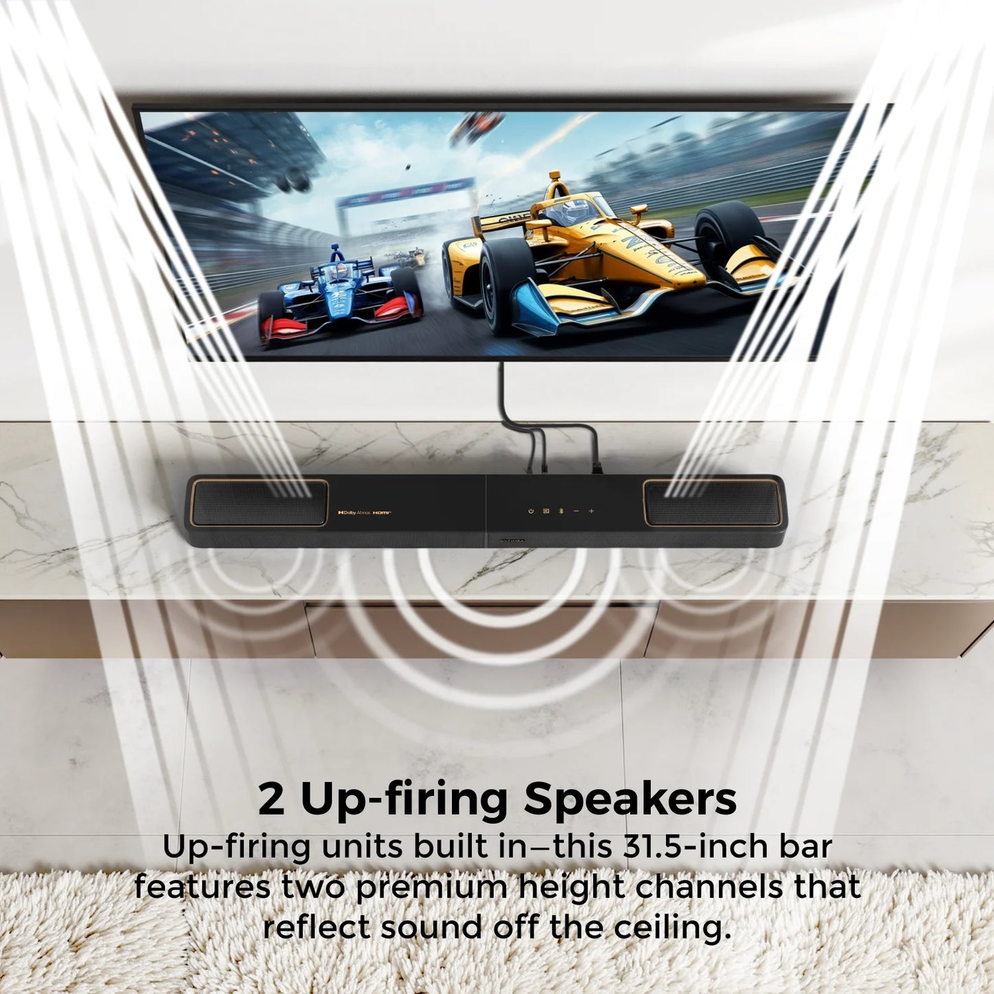 ULTIMEA Skywave F40 Boom 5.1.2ch Sound Bar with Dolby Atmos, Surround Sound System for TV with Subwoofer & 2 Surround Speakers