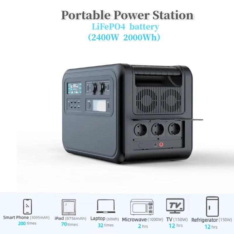 Outdoor Station 200W 500W 1000W 1800W 2400W 2600W LiFePO4 Power Station Portable Generator for Camping RV-trip UPS for Starlink