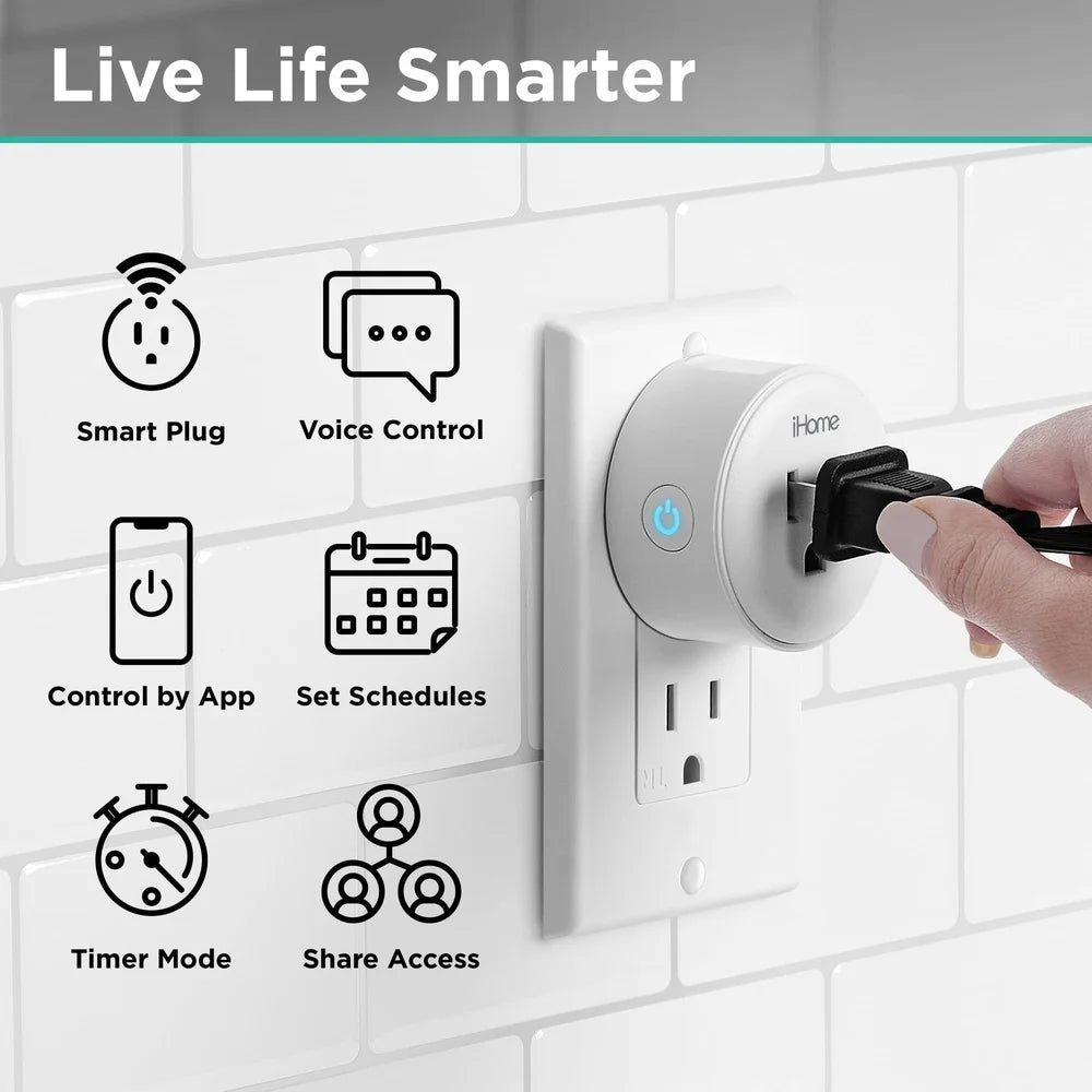 Smart Plug Wi-Fi Enabled Voice Control Compatible with Alexa Google Home App Control Energy Efficient 10 Amps Home Automation