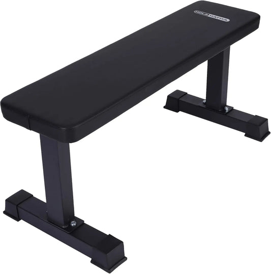 Steel Frame 600 Lbs Capacity Foam Padded Flat Weight Fitness Equipment Home Gym Freeweight Barbell Bench for Strength Full Body