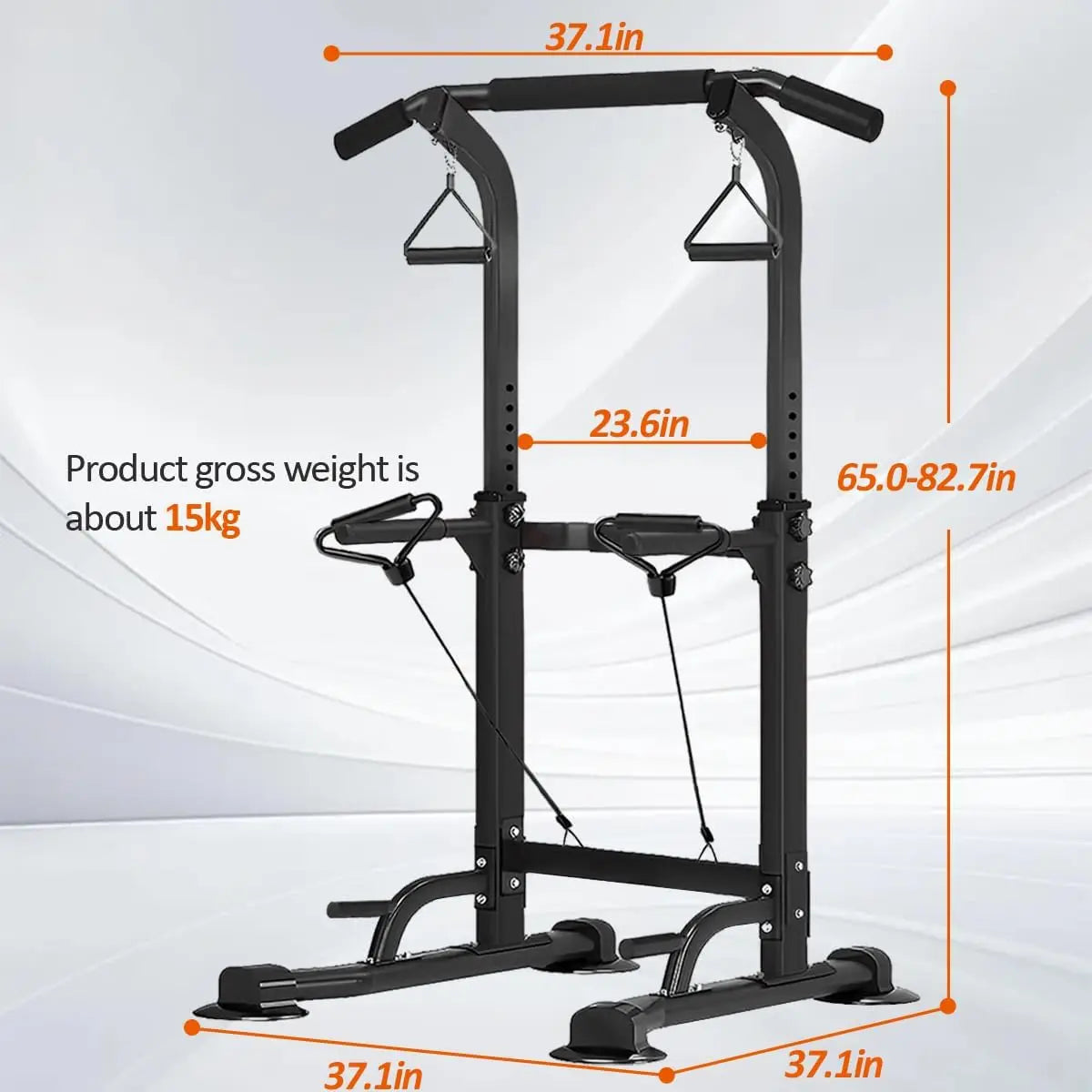 Power Tower Pull Up Dip Stander, Height Adjustable Multi-functional Home Strength Training Gym Equipment, Easy to Install, Durab