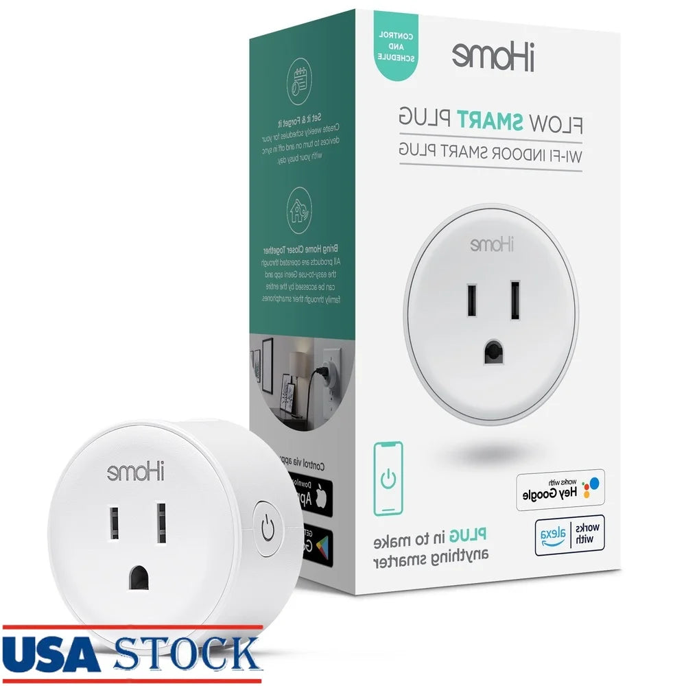 Smart Plug Wi-Fi Enabled Voice Control Compatible with Alexa Google Home App Control Energy Efficient 10 Amps Home Automation