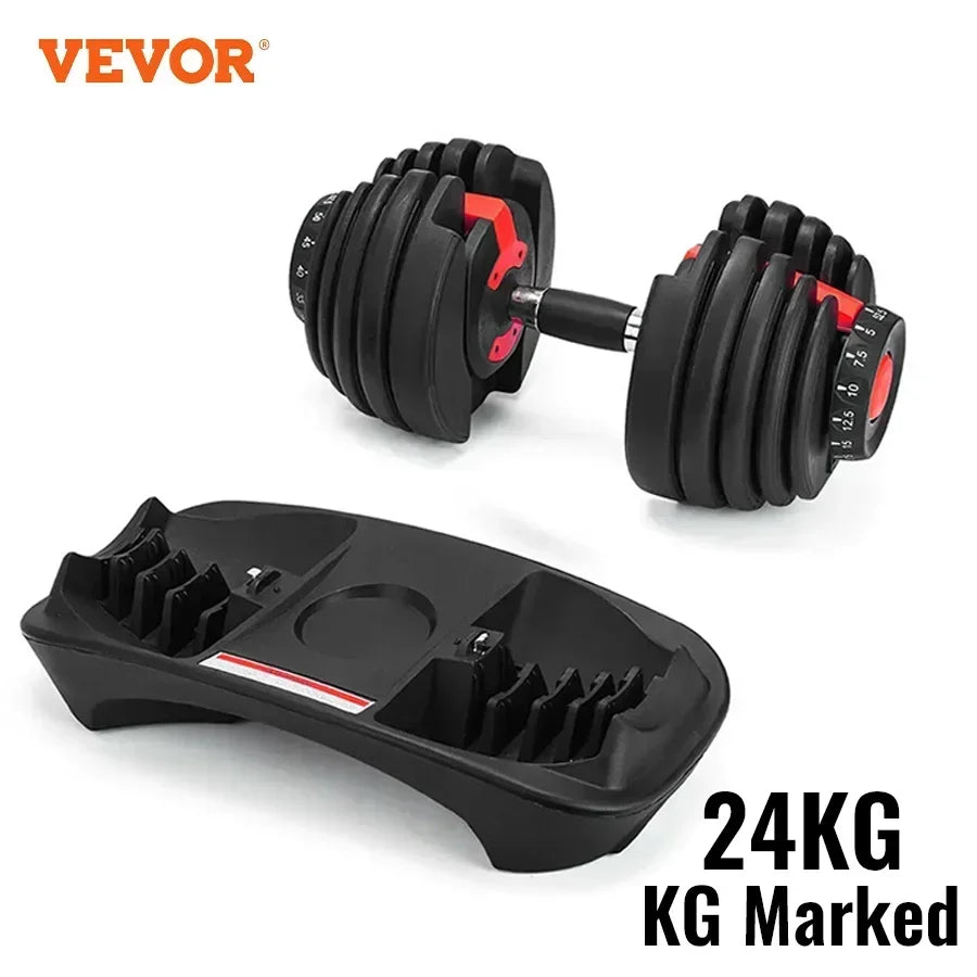 SIHAO Adjustable Dumbbells Sets and Dumbbell Stand 24KG and Dumbbell Weight  With Handle Base Fitness Workouts Indoor Equipment