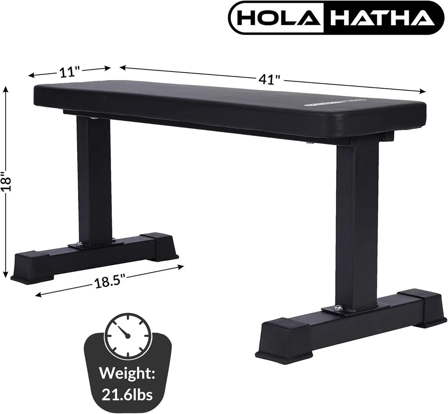 Steel Frame 600 Lbs Capacity Foam Padded Flat Weight Fitness Equipment Home Gym Freeweight Barbell Bench for Strength Full Body