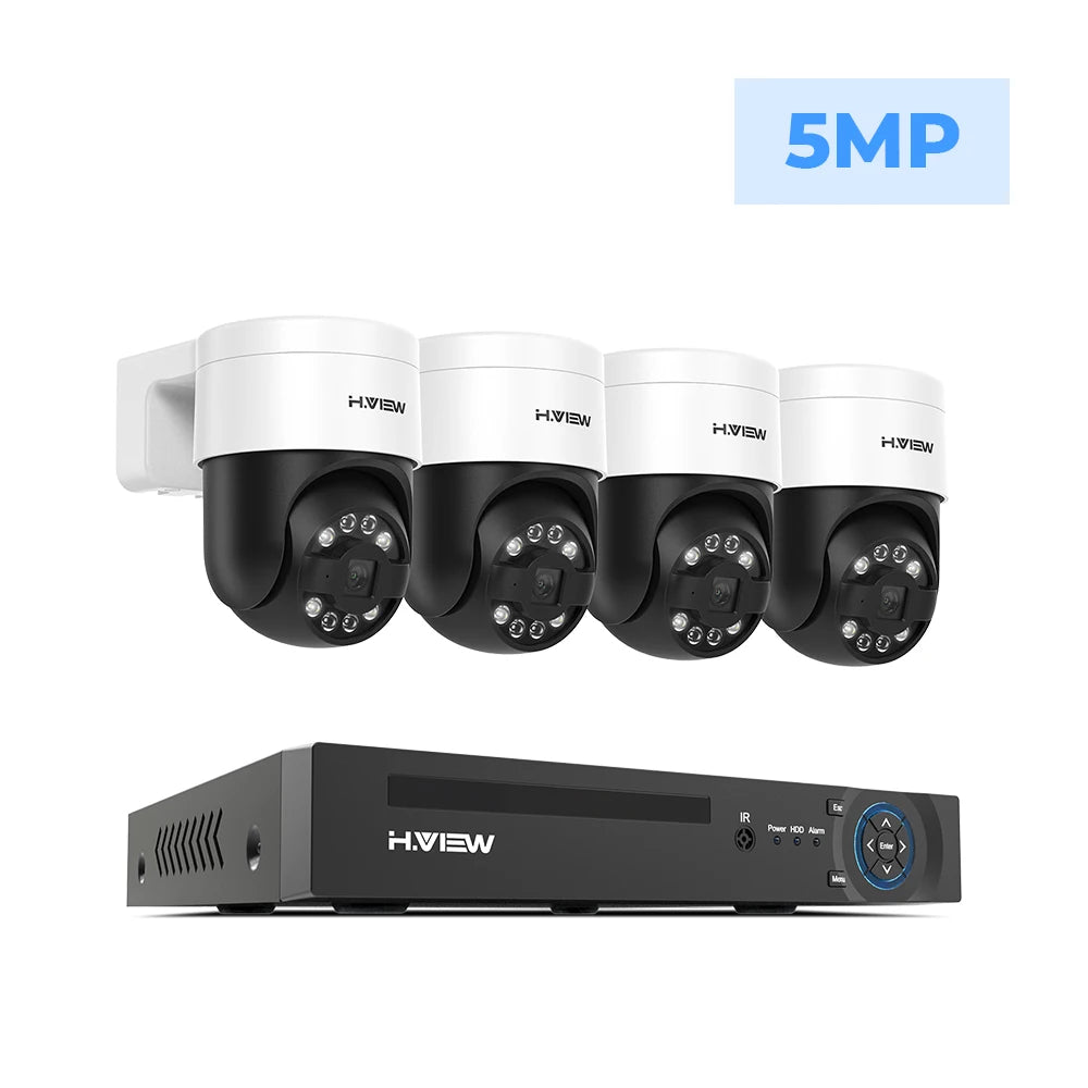 H.view 8Ch 4K 5MP 8MP Cctv Security Camera System Ptz Home Video Surveillance Kit Outdoor Ip Camera Humanoid Detection