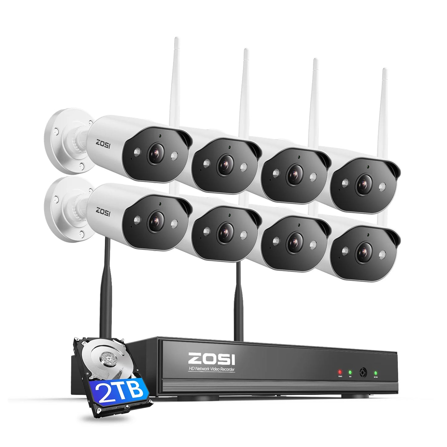 ZOSI 2K WiFi 6 Security Camera System 3MP Plug-in Wi-Fi Surveillance Cameras Indoor Outdoor 4K 8MP 8CH NVR for Home Security