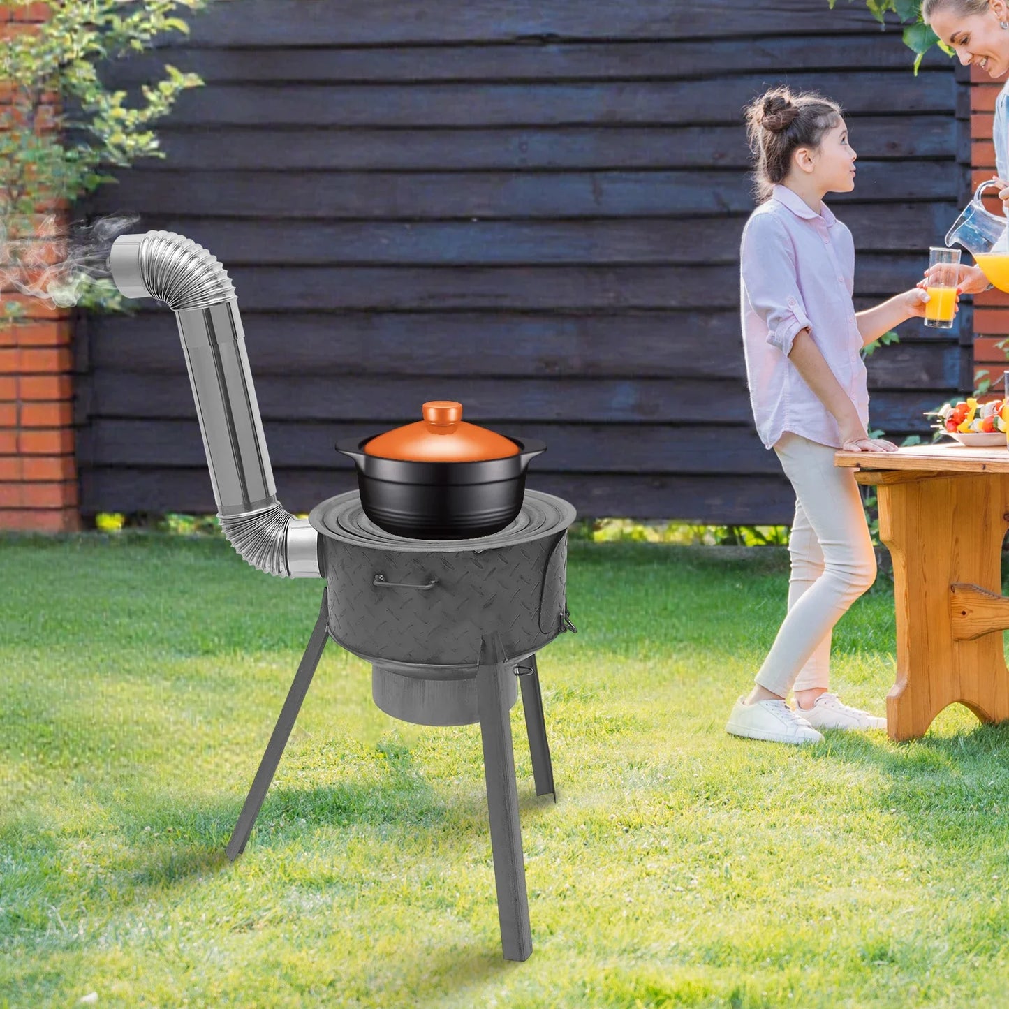 Portable Camping Wood Stove Indoor Outdoor Multifunction Wood Burning Stove, for heating,barbecuing, frying, deep-frying
