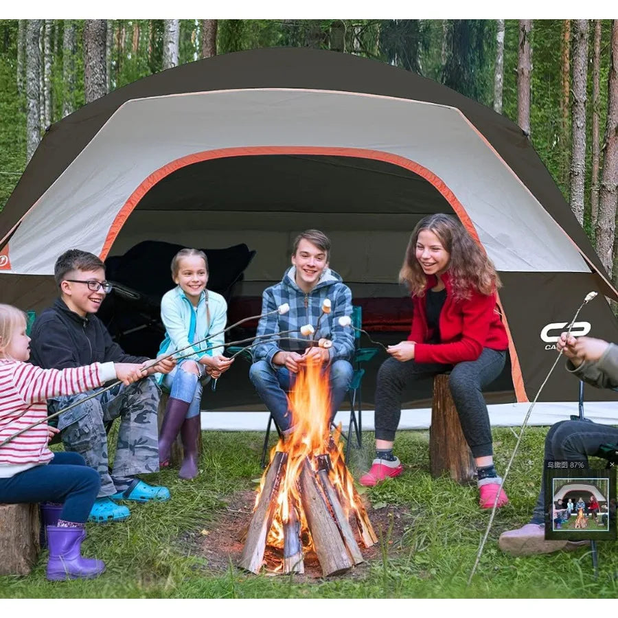 Tents for Camping 6 Person Tent Waterproof Windproof Double Layer Family Camping Tent Easy Setup Dome Tent with Large Mesh Wind