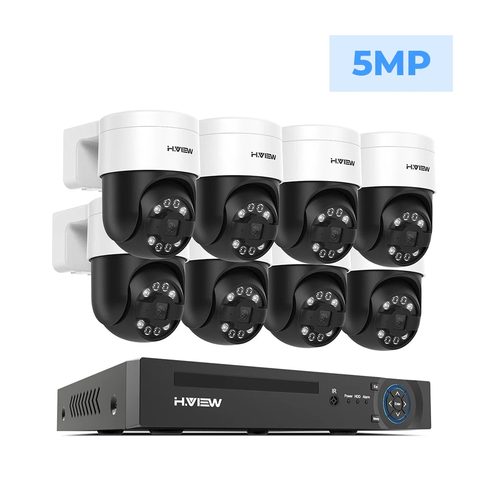 H.view 8Ch 4K 5MP 8MP Cctv Security Camera System Ptz Home Video Surveillance Kit Outdoor Ip Camera Humanoid Detection