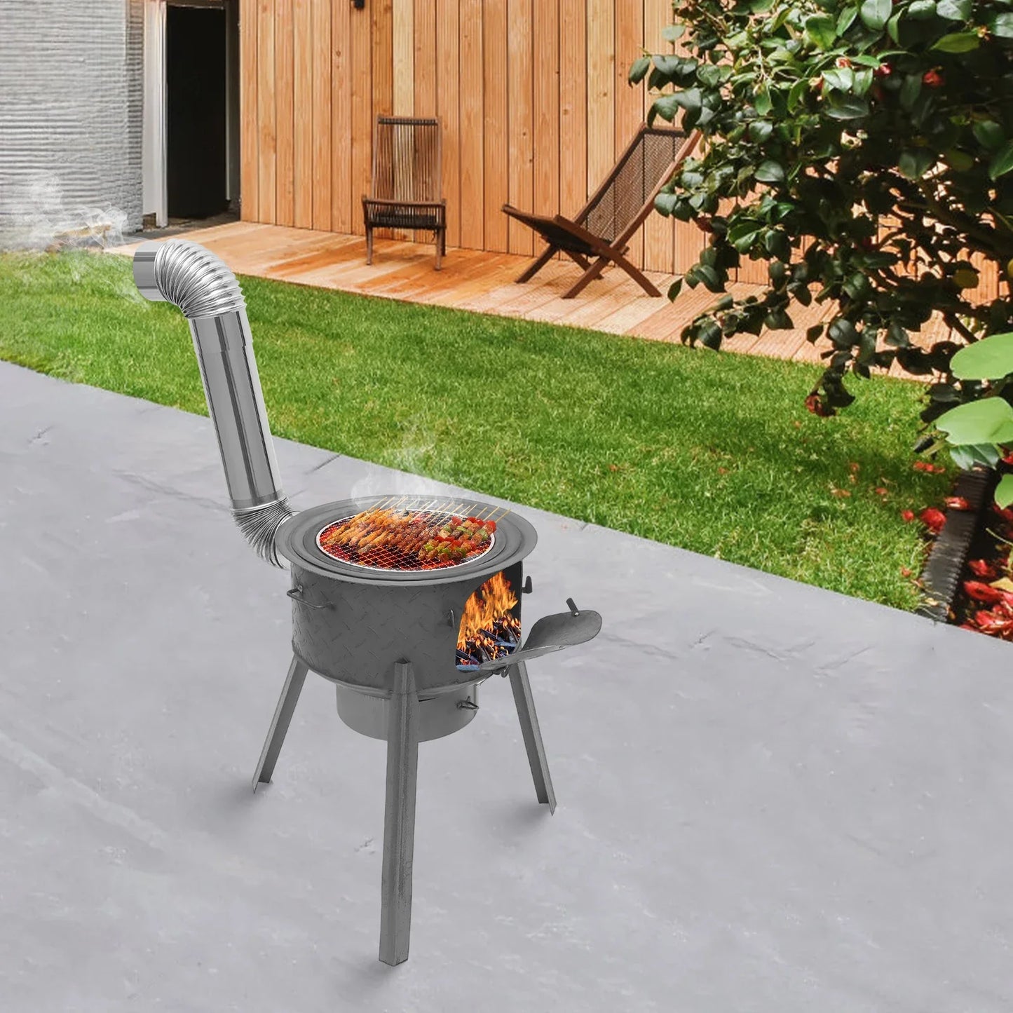 Portable Camping Wood Stove Indoor Outdoor Multifunction Wood Burning Stove, for heating,barbecuing, frying, deep-frying