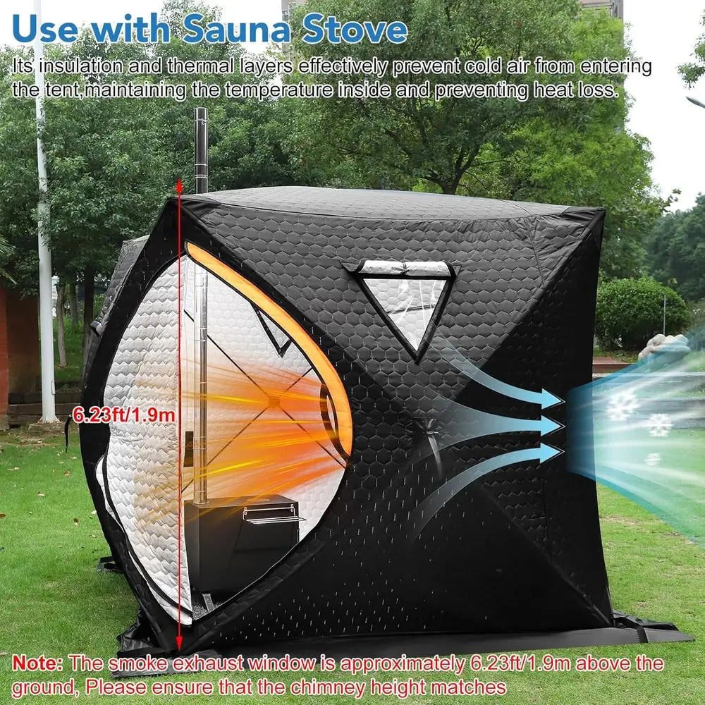 4-Person Outdoor Sauna Tent - 5.91ft x 5.91ft x 6.23ft Home Dry Sauna Box for Easy Setup, Insulated Tent Ideal for Backyard Gym