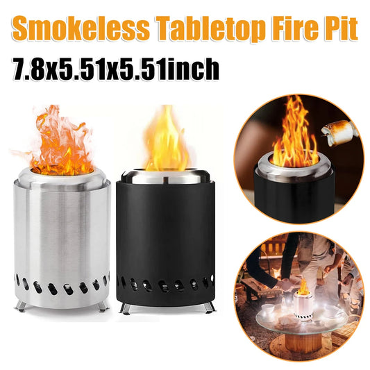 Smokeless Tabletop Fire Pit Stainless Steel Mini Tabletop Firepit Indoor Outdoor Table Top Firepit for Camping Outdoor & Patio