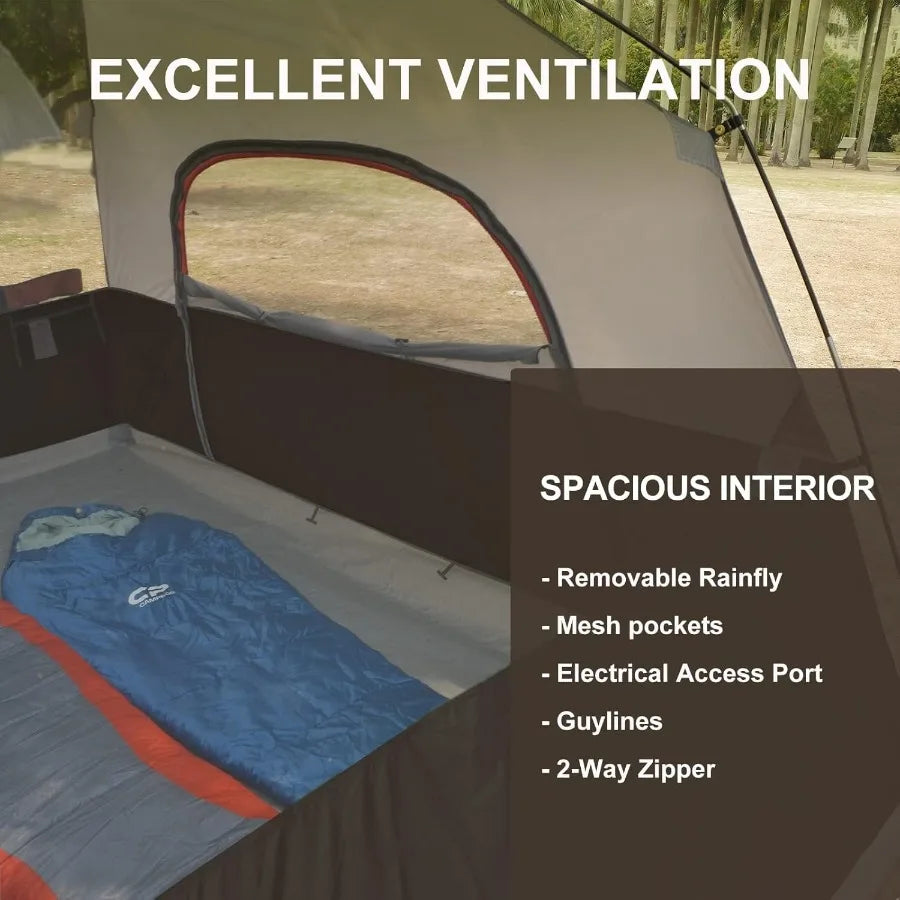 Tents for Camping 6 Person Tent Waterproof Windproof Double Layer Family Camping Tent Easy Setup Dome Tent with Large Mesh Wind