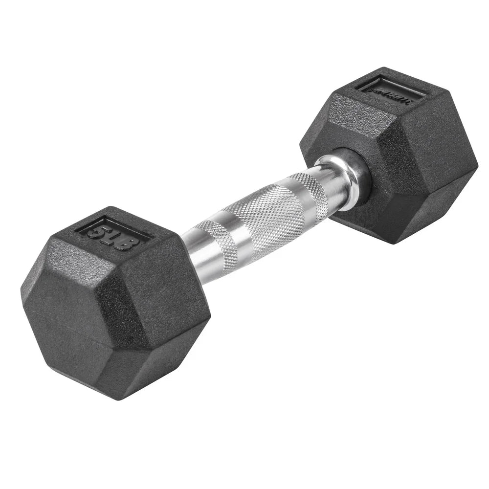 Hex Dumbbell 5lbs Rubber Coated Ergonomic Handle Weight Training Home Gym Equipment Strength Training Fitness