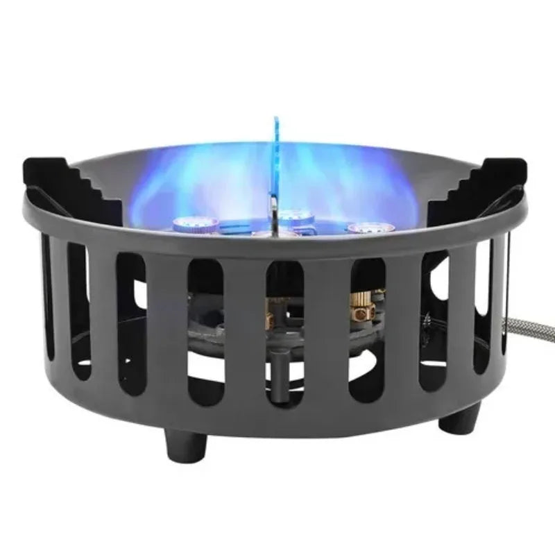 Portable Camping Stove with 3 Adapters 72000 BTU Windproof Electronic Ignition for Hiking Picnics and Outdoor Cooking