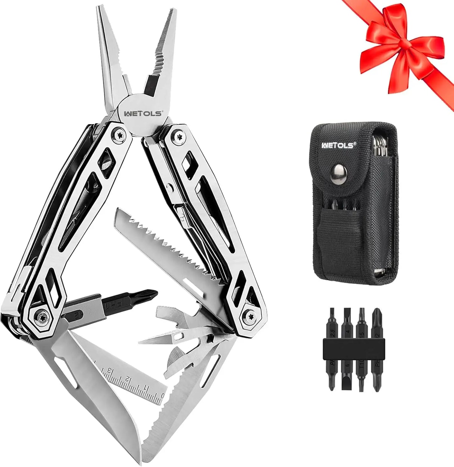21-in-1 Multitool with Pocket Knife, Stainless Steel Pliers & Screwdrivers, Self-Locking EDC Tool, Great for Camping, Survival,