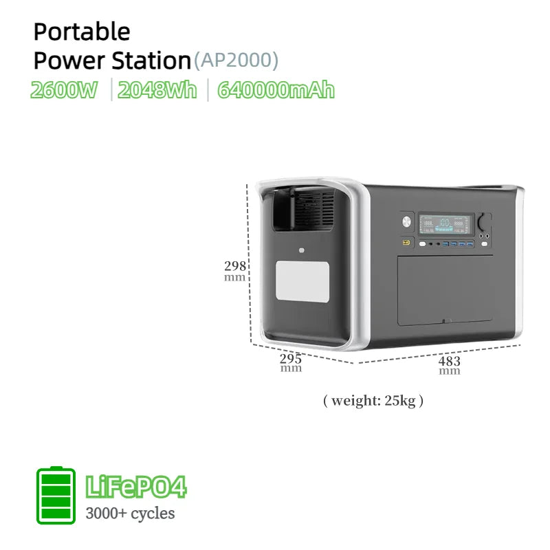 Outdoor Station 200W 500W 1000W 1800W 2400W 2600W LiFePO4 Power Station Portable Generator for Camping RV-trip UPS for Starlink