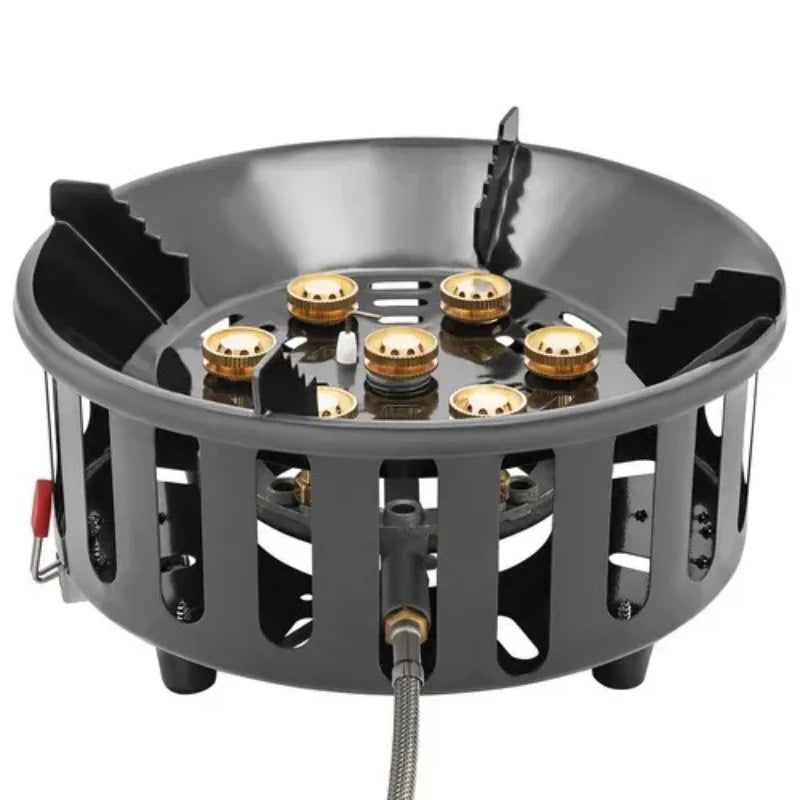 Portable Camping Stove with 3 Adapters 72000 BTU Windproof Electronic Ignition for Hiking Picnics and Outdoor Cooking