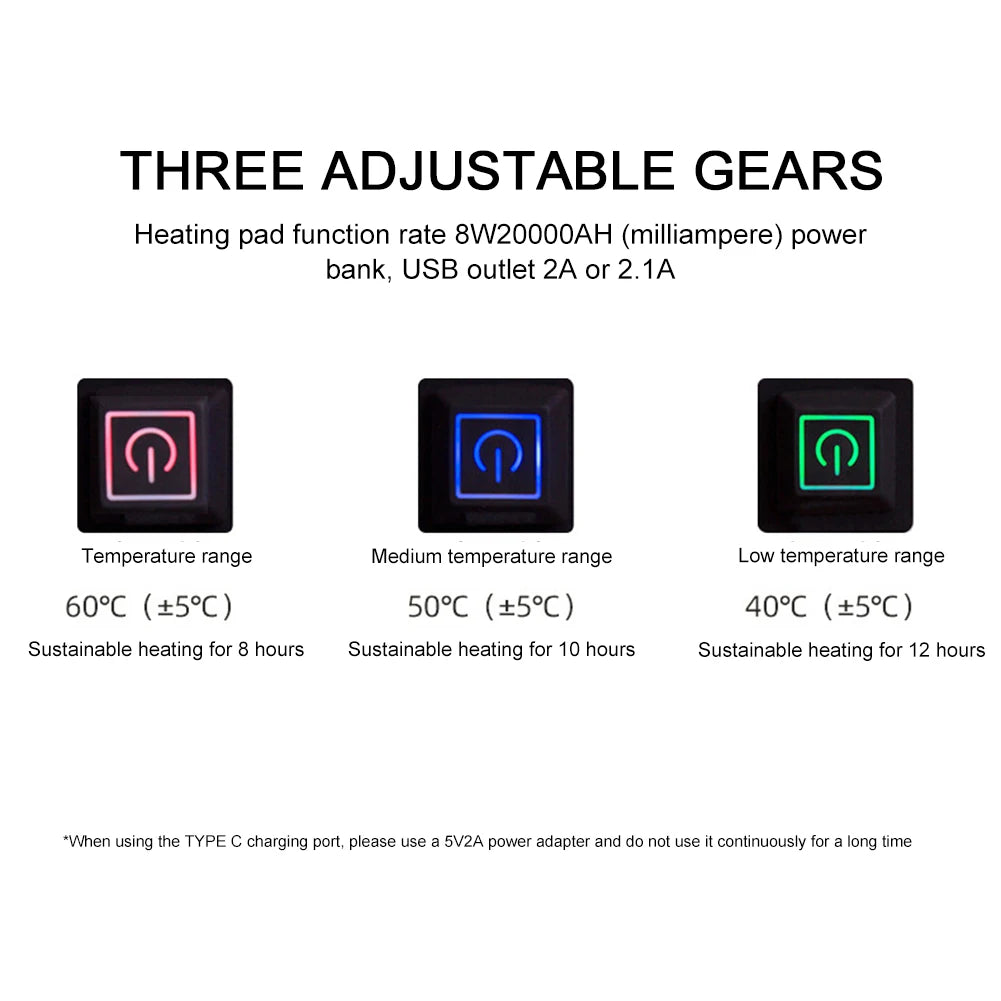 5V USB Sleeping Electric Heating Pad Heated Cushion Cold Resistant 3-Level Temperature for Outdoor Camping Heated Electric Mat